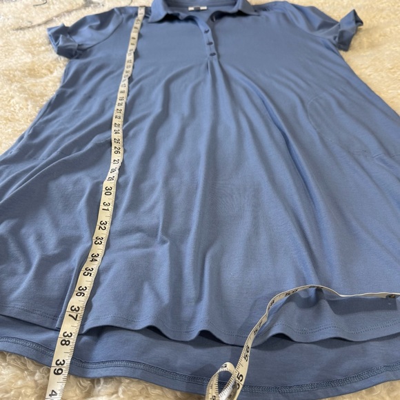 J Jill Polo Shirt Dress Pockets Blue Soft Pima Cotton Modal Collared Size Large - Picture 7 of 11